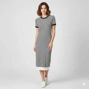 *Jasmine & Juliana Black & White Striped Midi Dress